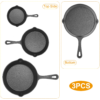 pre seasoned cast iron skillet set 3 pieces (6", 8", 10") non stick, oven safe, heat resistant cookware for frying, cooking, and baking