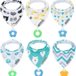 Baby Bandana Drool Bibs 6-Pack and Teething Toys 6-Pack Made with 100% Organic Cotton, Absorbent and Soft Unisex baby bandana drool bibs 6 pack and teething toys 6 pack made with 100% organic cotton, absorbent and soft unisex