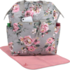 wide open frame diaper bag backpack and nappy travel bag tote with changing pad, stroller straps (floral frenzy)