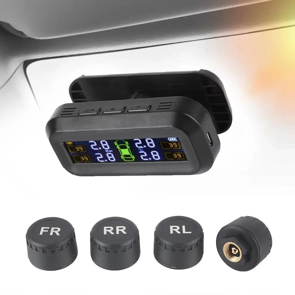 tire pressure monitoring system with temperature warning / new c external battery version sensors solar tpms car tyre pressure monitor