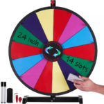 spinning prize wheel, 24 in. slots tabletop spinner, heavy duty roulette wheel with a dry erase and 2 markers
