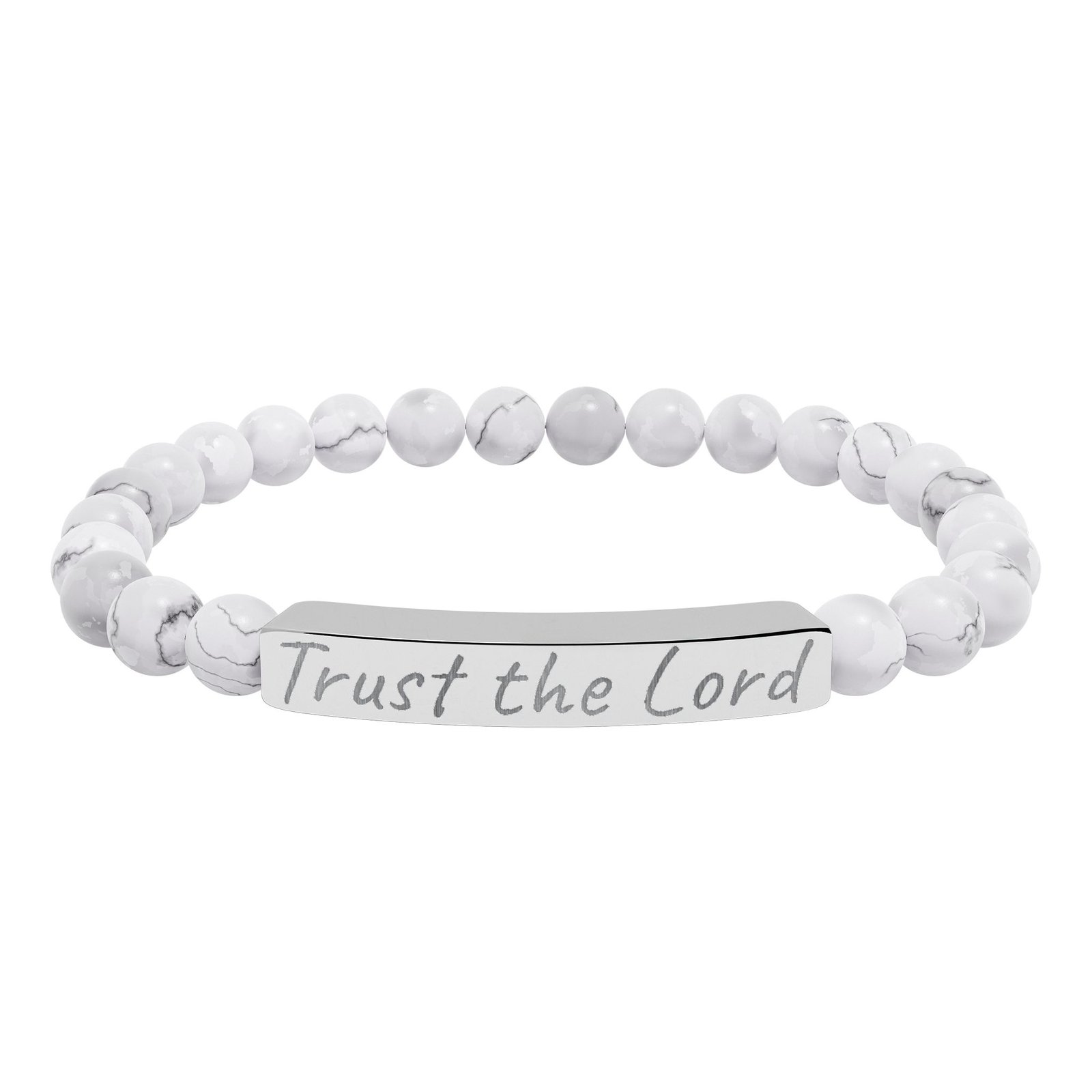 Engraved 'Trust the Lord' Natural Stone Stretch Bracelet