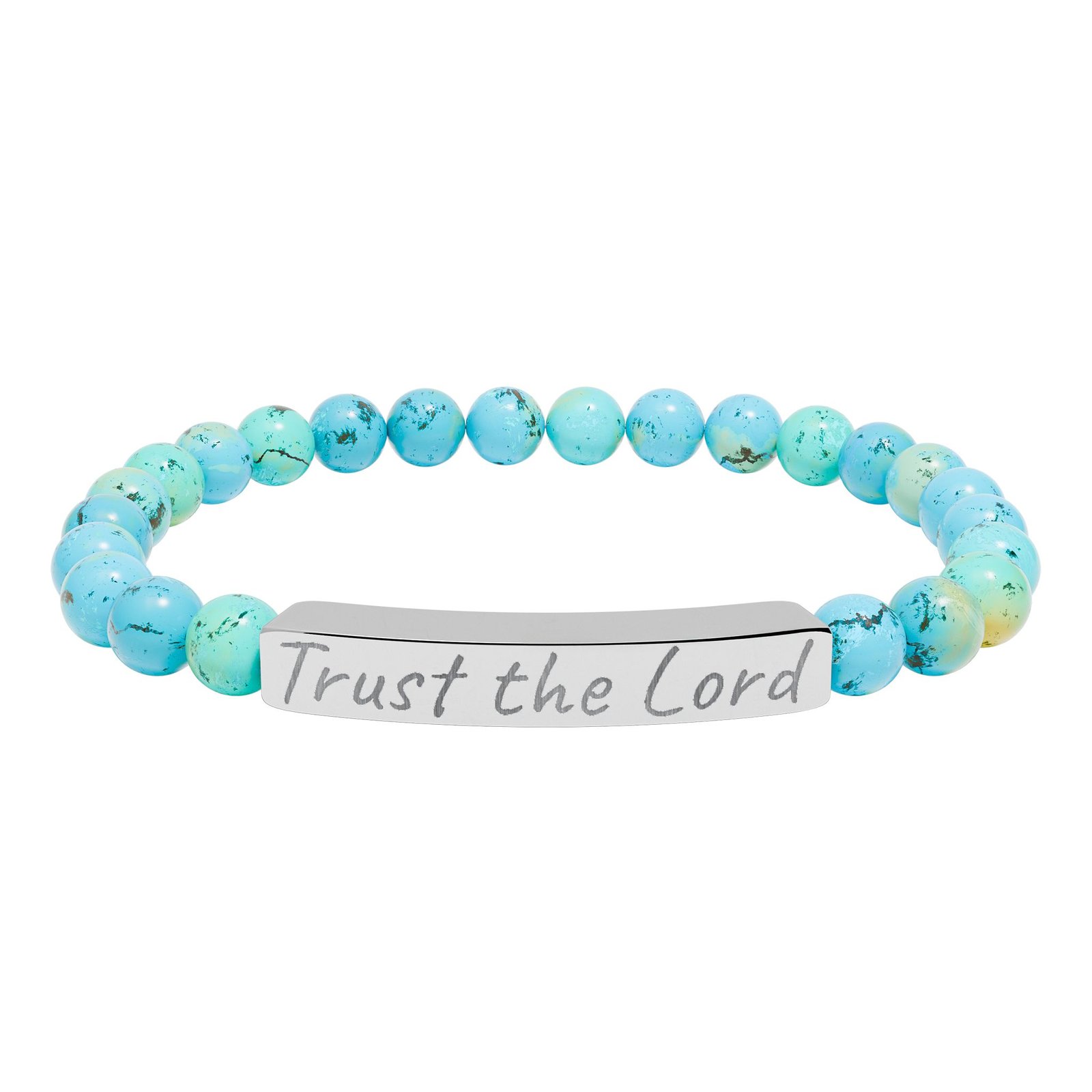 engraved 'trust the lord' natural stone stretch bracelet engraved 'trust the lord' natural stone stretch bracelet