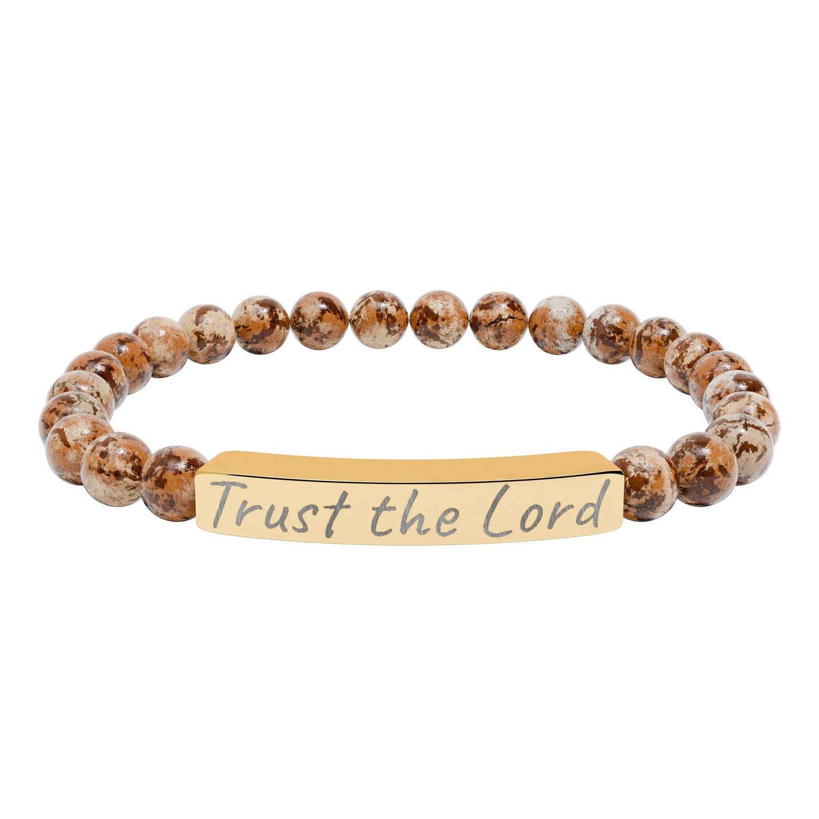 Engraved 'Trust the Lord' Natural Stone Stretch Bracelet engraved 'trust the lord' natural stone stretch bracelet
