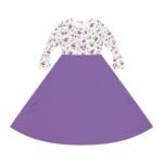 floral bodice purple swing dance dress – long sleeve a line