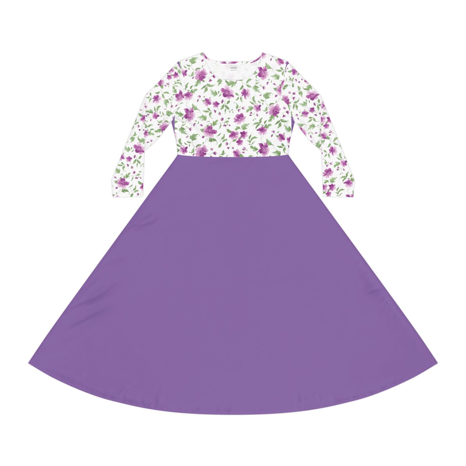 Floral Bodice Purple Dress – Long Sleeve A-Line floral bodice purple swing dance dress – long sleeve a line