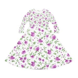 floral purple rose long sleeve dress