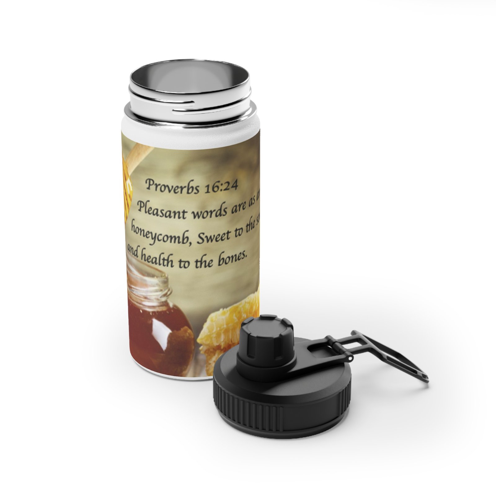 stainless steel water bottle — proverbs 16:24 honeycomb sports lid bottle stainless steel water bottle — proverbs 16:24 honeycomb sports lid bottle
