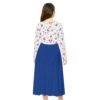 floral bodice blue skirt long sleeve dress