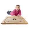 rockin’ rollers carrom board game with coins and strikers, wooden board game set for adults and kids 26" square