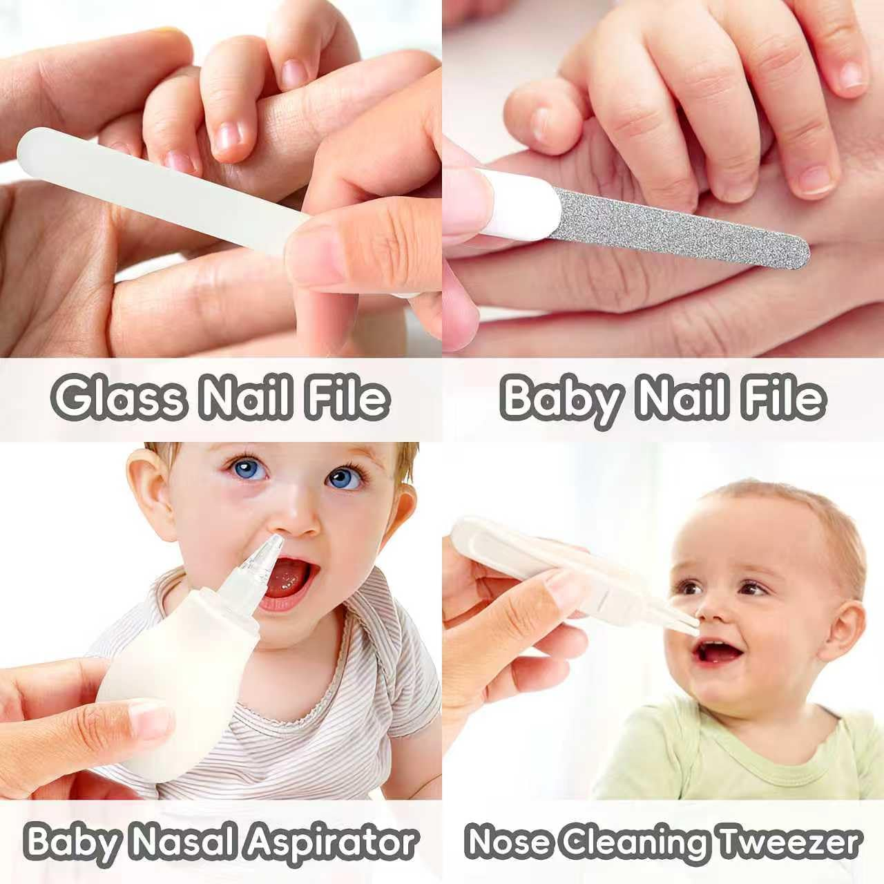 baby grooming kit, infant safety care set with hair brush, comb ,nail clipper, nasal aspirator,baby essentials kit for newborn (grey white) baby grooming kit, infant safety care set with hair brush, comb ,nail clipper, nasal aspirator,baby essentials kit for newborn (grey white)