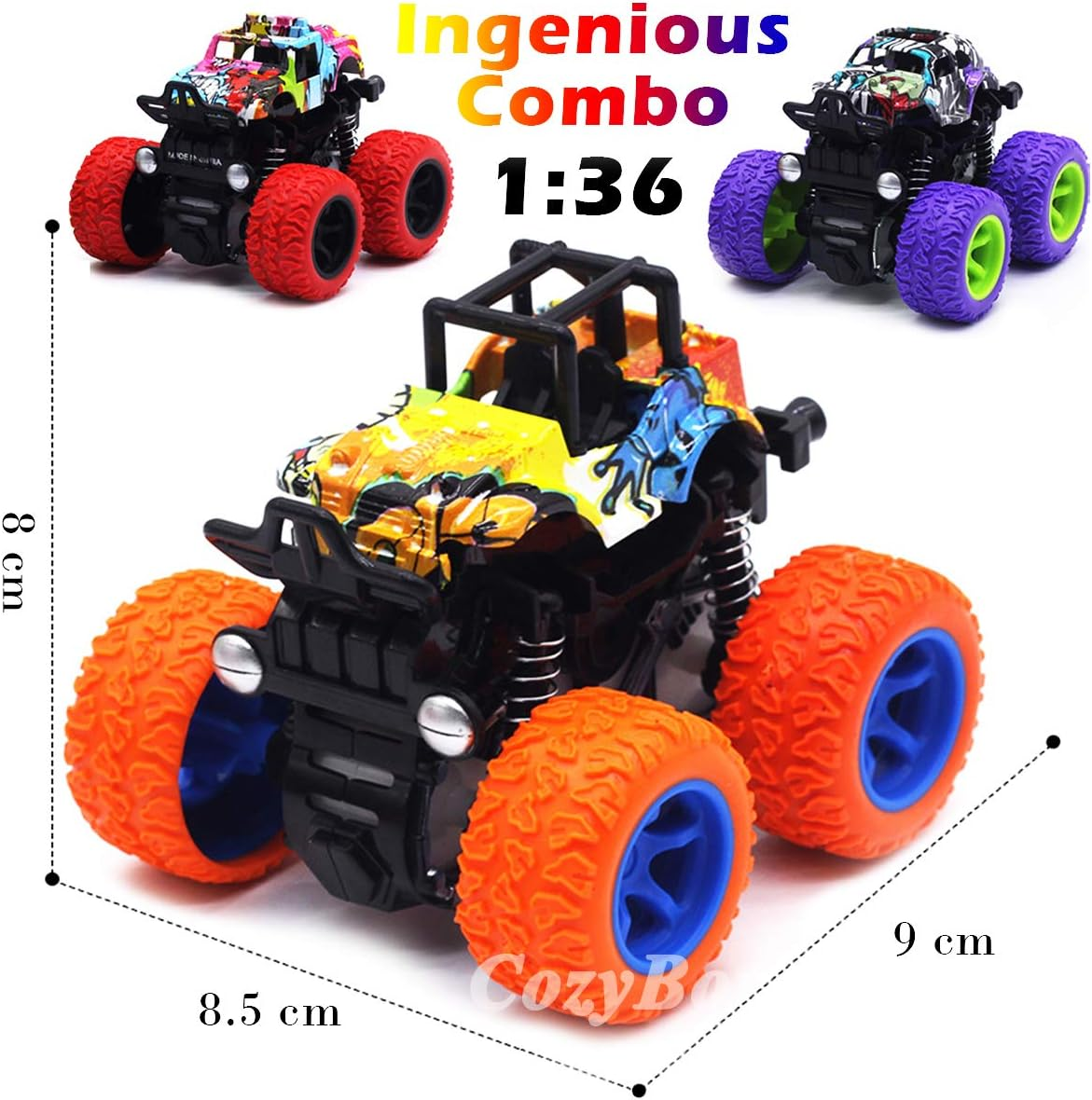 ™ monster trucks toys for boys friction powered 3 pack mini push and go car truck playset for boys girls toddler aged 3 4 5 year old gifts for kids birthday christmas