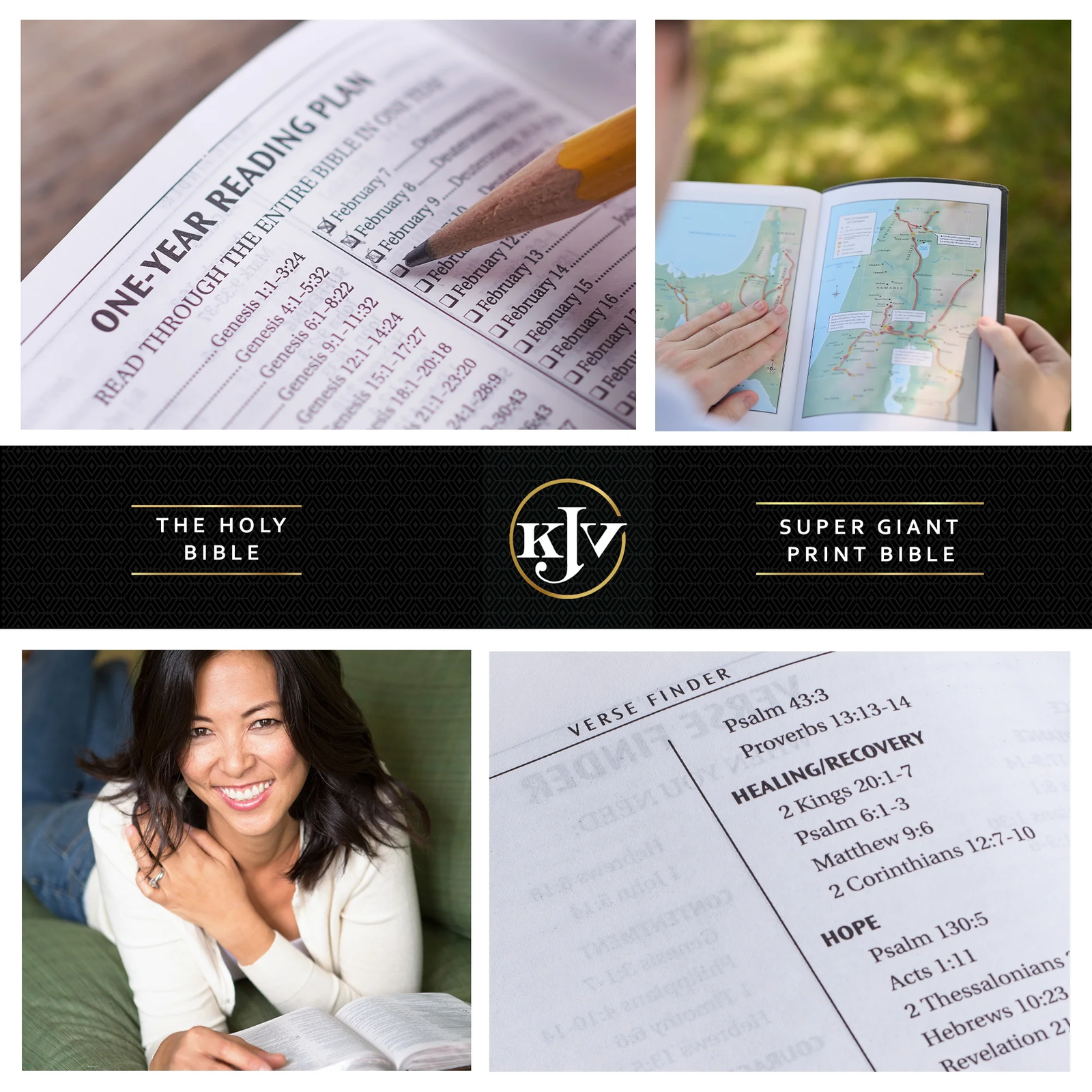 Shubal Store KJV Holy Bible, Super Giant Print Faux Leather Red Letter Edition - Thumb Index & Ribbon Marker, King James Version, Gray/Black