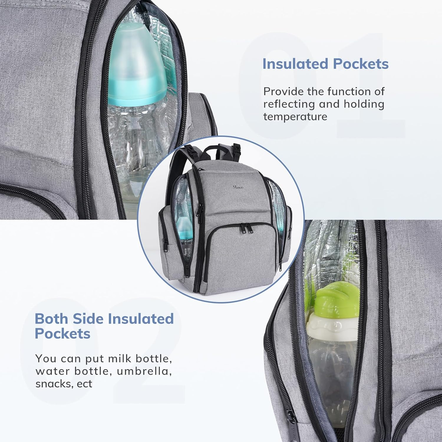 diaper bag backpack, large multifunction waterproof travel baby changing bag with 4 insulated pockets and stroller straps, maternity baby bag for boys girls, grey diaper bag backpack, large multifunction waterproof travel baby changing bag with 4 insulated pockets and stroller straps, maternity baby bag for boys girls, grey