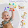 baby teething rings toys for 0 6 6 12 months baby rattle teether sensory toys for babies 0 24months silicone teether relief chew soothing sore gums for newborn infant essentials bpa free
