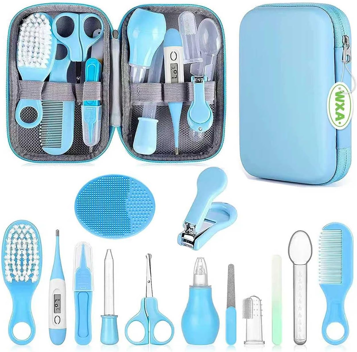 baby grooming kit, infant safety care set with hair brush, comb ,nail clipper, nasal aspirator,baby essentials kit for newborn (grey white) baby grooming kit, infant safety care set with hair brush, comb ,nail clipper, nasal aspirator,baby essentials kit for newborn (grey white)