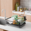 stainless steel space saving dish drying rack for kitchen counter