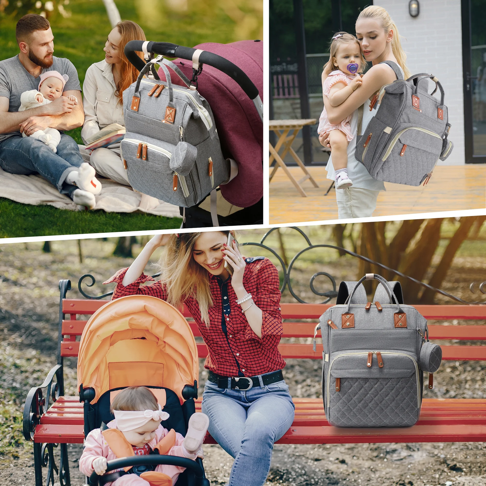 diaper bag backpack, portable baby bag include insulated pocket, 3 in 1 multi functional travel baby diaper bag with diapers changing pad diaper bag backpack, portable baby bag include insulated pocket, 3 in 1 multi functional travel baby diaper bag with diapers changing pad