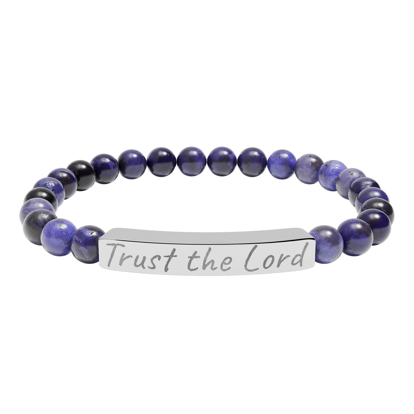 engraved 'trust the lord' natural stone stretch bracelet engraved 'trust the lord' natural stone stretch bracelet