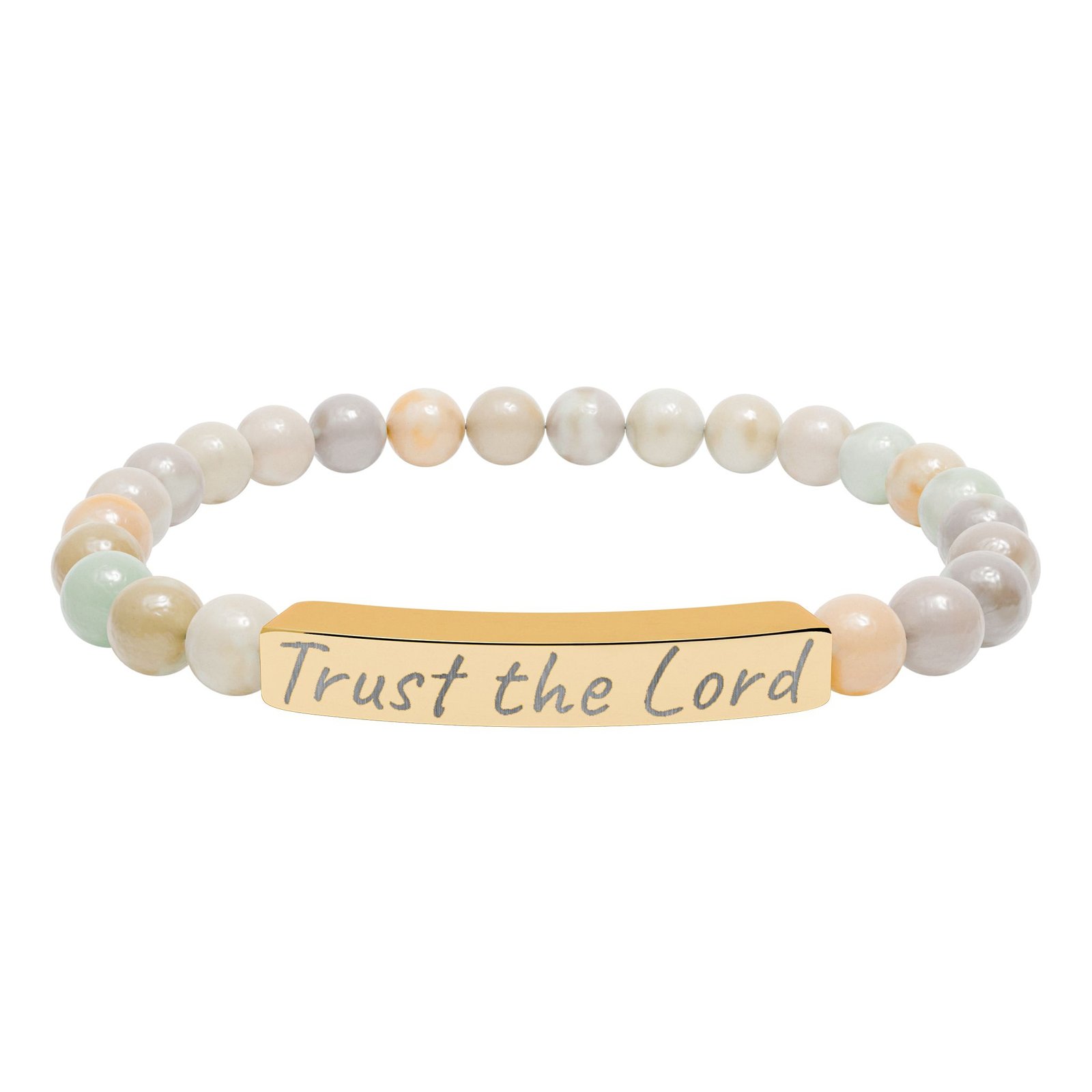 engraved 'trust the lord' natural stone stretch bracelet engraved 'trust the lord' natural stone stretch bracelet