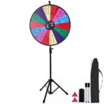 24 In. Spinning Prize Wheel, 14 Slots Spinning Wheel with Height Adjustable Stand, Roulette Wheel with a Dry Erase 24 in. spinning prize wheel, 14 slots spinning wheel with height adjustable stand, roulette wheel with a dry erase