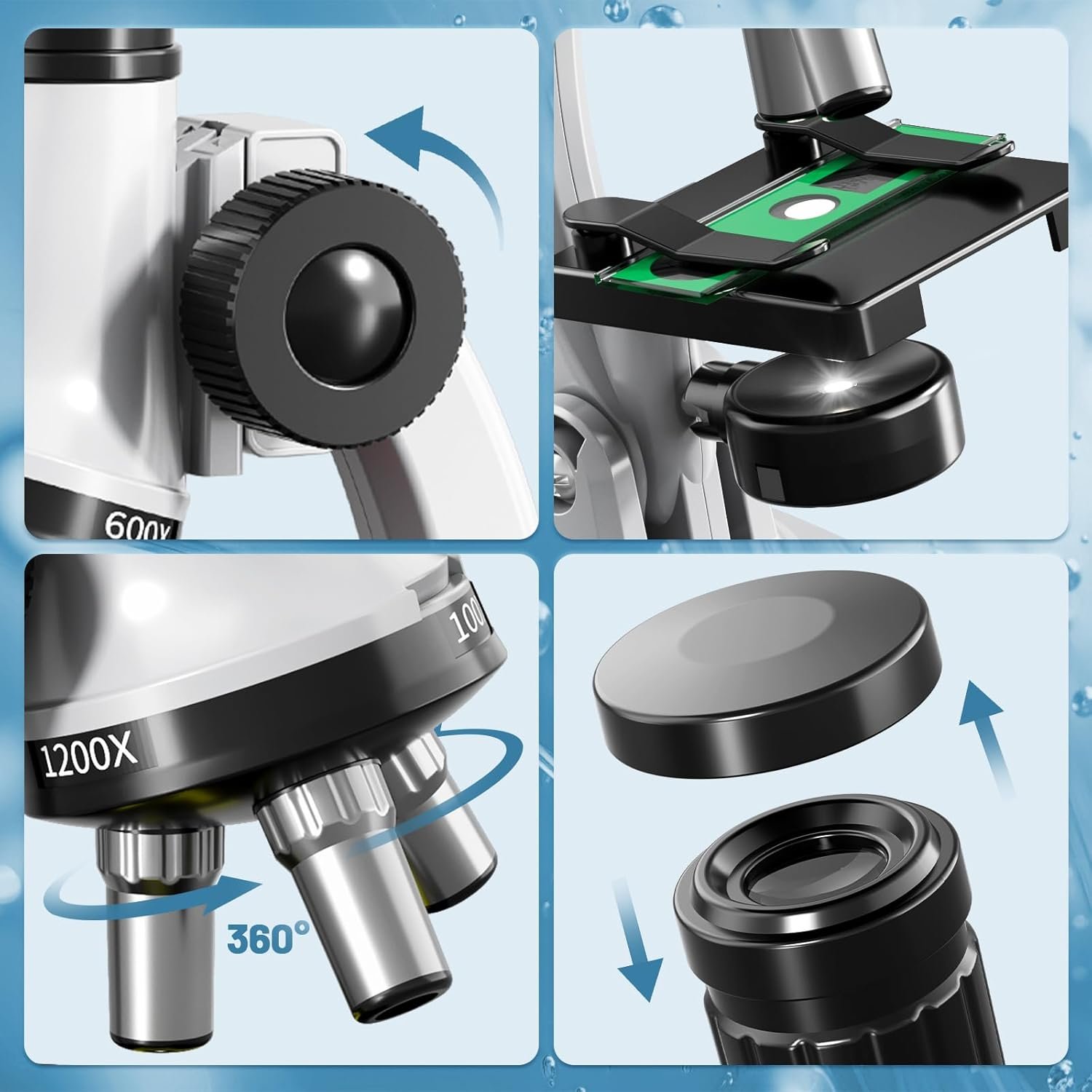 microscope for kids, 67 pcs kids microscope science kit with 100x 1200x microscope, slides and tools, science experiments kit microscope for kids, 67 pcs kids microscope science kit with 100x 1200x microscope, slides and tools, science experiments kit