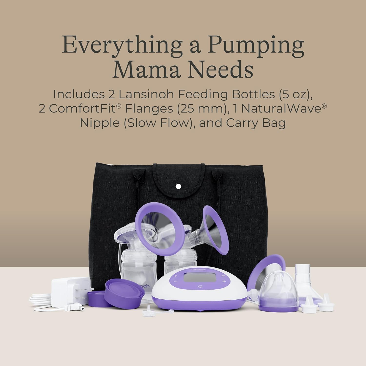 signature pro portable double electric breast pump with lcd screen | 3 power modes, 25mm flanges, 2 bottles, 1 slow flow nipple, & carry bag Signature Pro Portable Double Electric Breast Pump with LCD Screen | 3 Power Modes, 25Mm Flanges, 2 Bottles, 1 Slow Flow Nipple, & Carry Bag