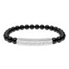 engraved natural stone stretch bar bracelet — personalized inspirational beaded bracelet