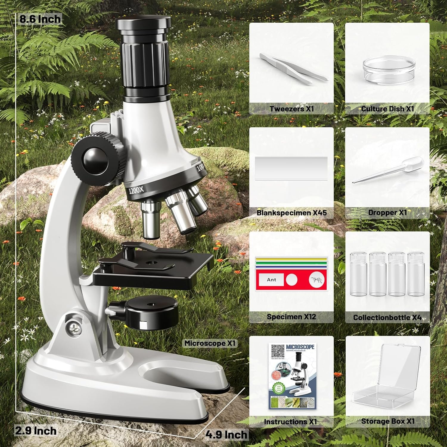 microscope for kids, 67 pcs kids microscope science kit with 100x 1200x microscope, slides and tools, science experiments kit microscope for kids, 67 pcs kids microscope science kit with 100x 1200x microscope, slides and tools, science experiments kit