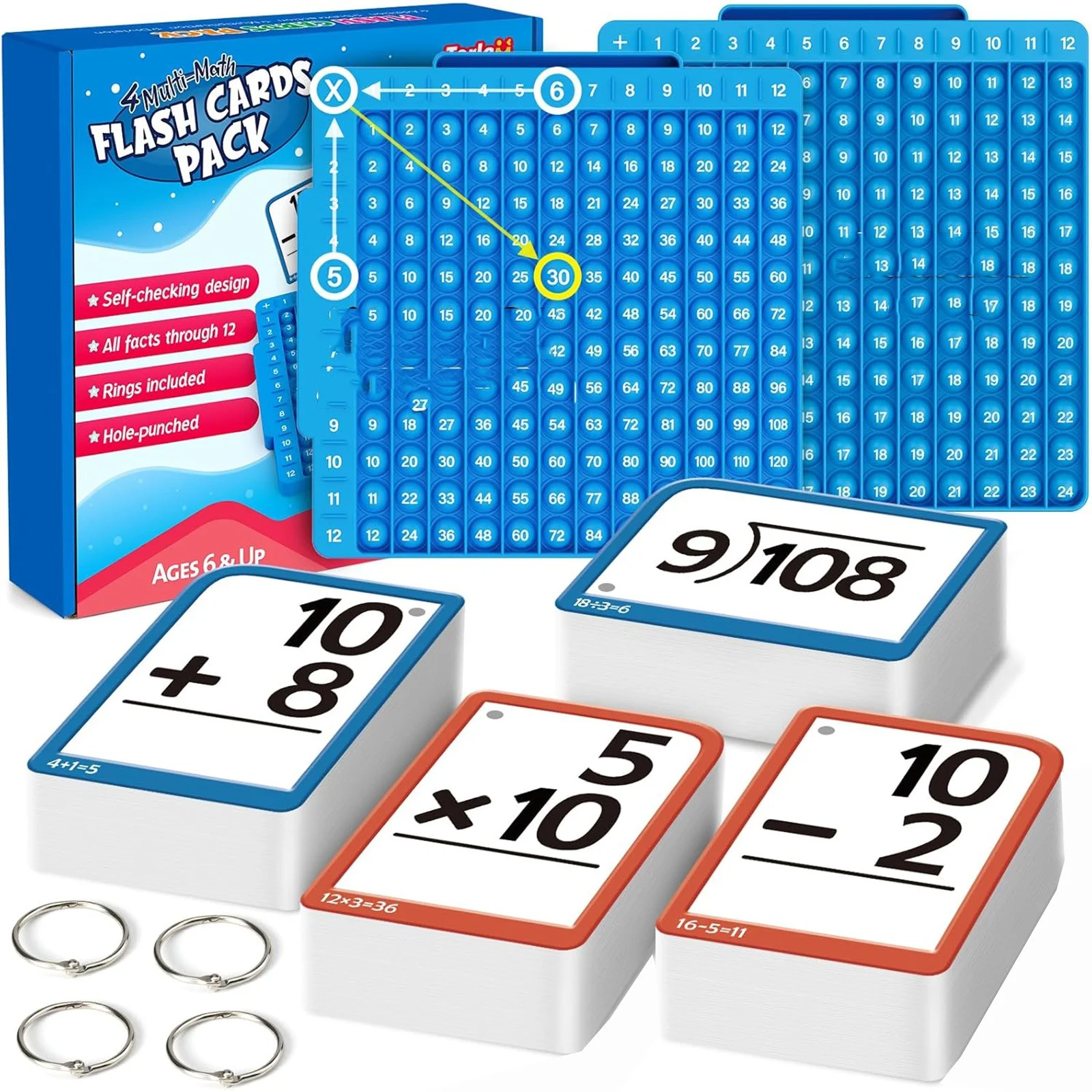 math flash cards + math board, multiplication flash card times table chart, math manipulatives division, addition, subtraction math games toys