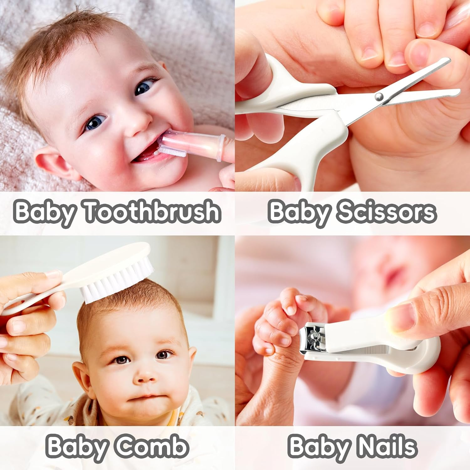 baby grooming kit, infant safety care set with hair brush, comb ,nail clipper, nasal aspirator,baby essentials kit for newborn (grey white) baby grooming kit, infant safety care set with hair brush, comb ,nail clipper, nasal aspirator,baby essentials kit for newborn (grey white)
