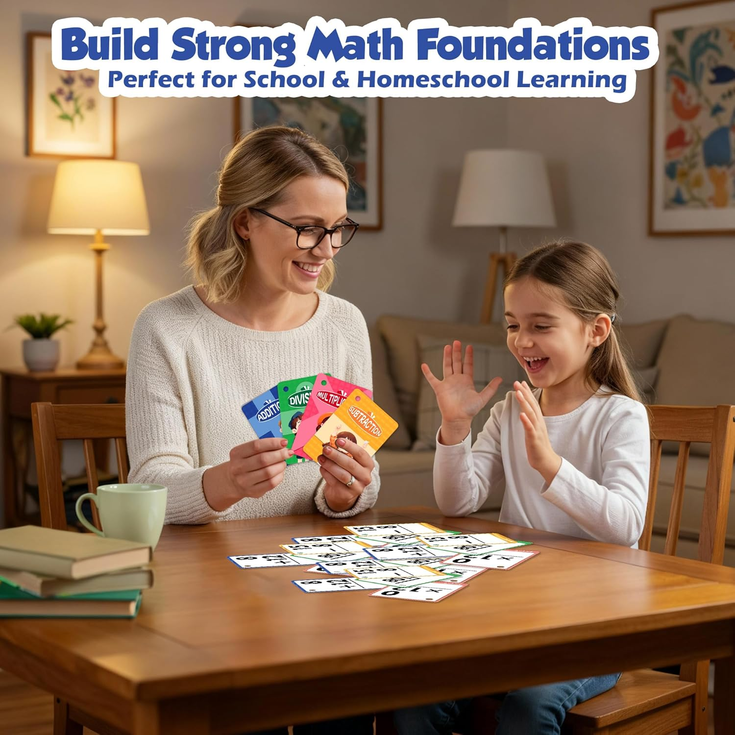 multi math flash cards, addition, subtraction, multiplication & division, write & wipe with markers, self checking flashcards for kids grades 1 5 & homeschool