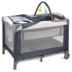 3 in 1 pack and play playard with bassinet and changing station | portable baby playard for travel, foldable play pen for newborns and toddlers, 2 locking wheels, breathable mesh (creamy)