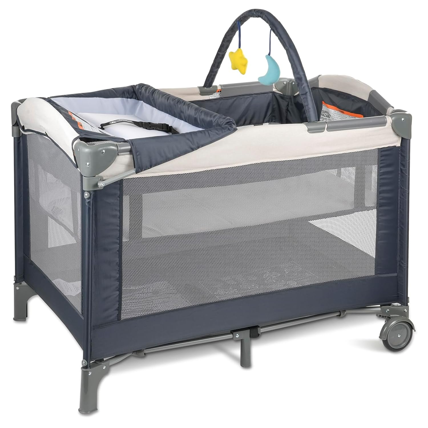 3-In-1 Pack and Play Playard with Bassinet and Changing Station | Portable Baby Playard for Travel, Foldable Play Pen for Newborns and Toddlers, 2 Locking Wheels, Breathable Mesh (Creamy) 3 in 1 pack and play playard with bassinet and changing station | portable baby playard for travel, foldable play pen for newborns and toddlers, 2 locking wheels, breathable mesh (creamy)