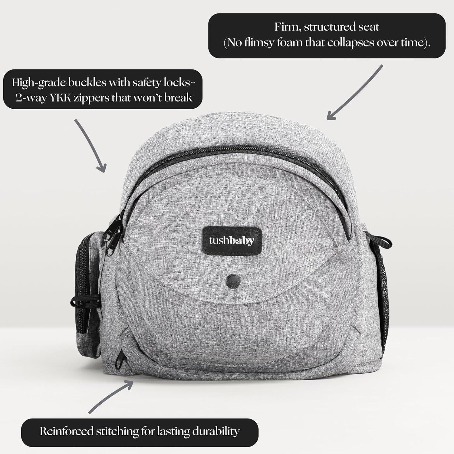 hip seat baby carrier for babies & toddlers up to 45 lbs, safety certified, lightweight no foam design with storage & nursing support, grey hip seat baby carrier for babies & toddlers up to 45 lbs, safety certified, lightweight no foam design with storage & nursing support, grey