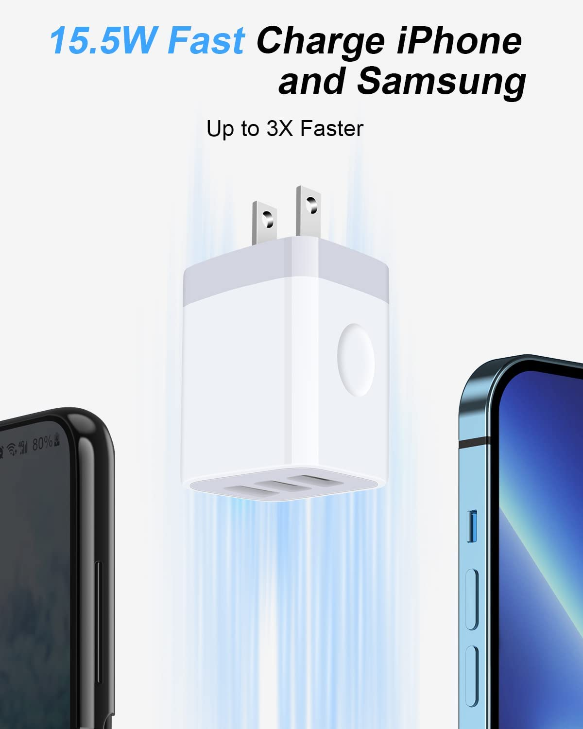 usb charger plug, 3.1a 3 muti port usb charging station box