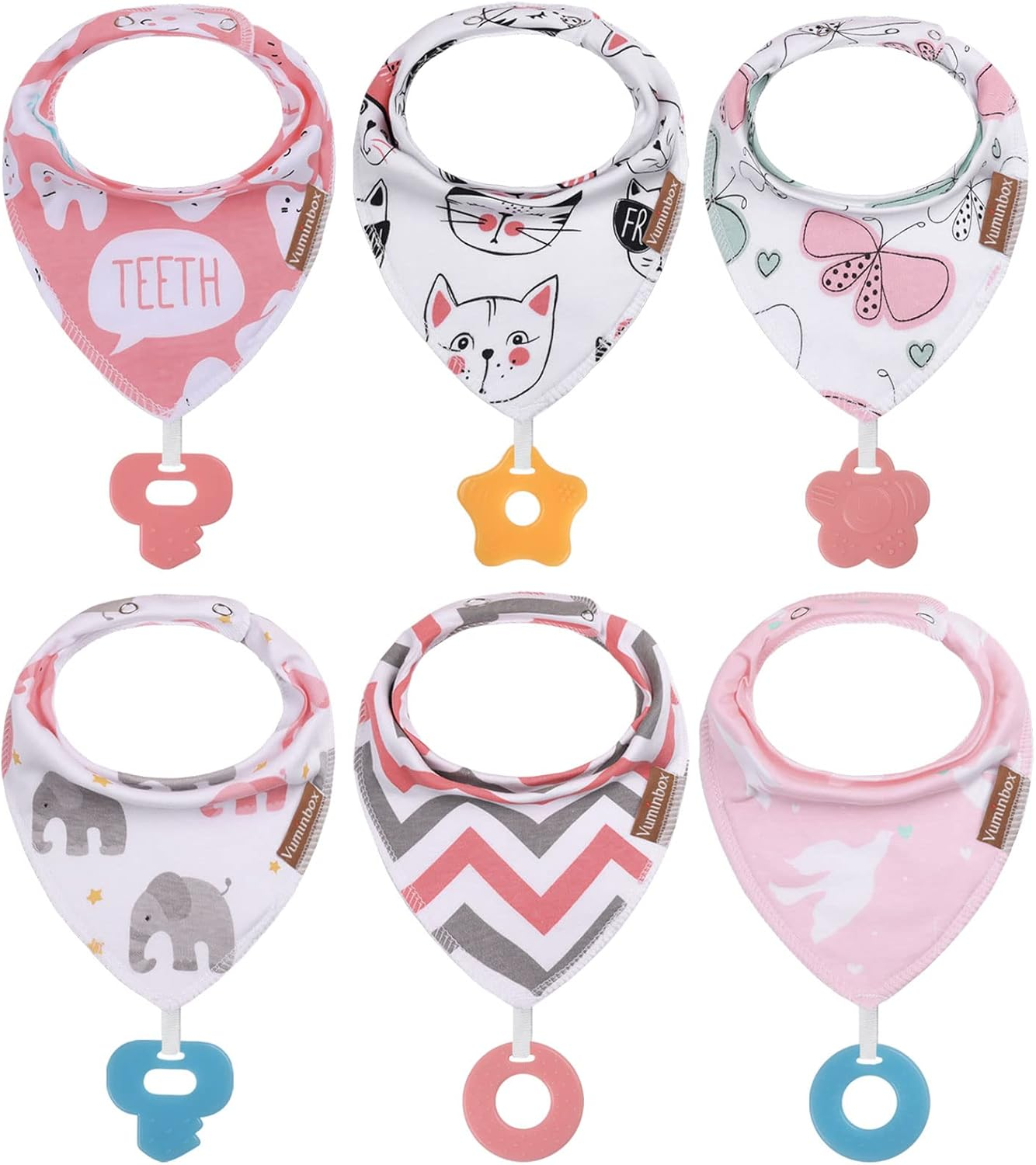 baby bandana drool bibs 6 pack and teething toys 6 pack made with 100% organic cotton, absorbent and soft unisex baby bandana drool bibs 6 pack and teething toys 6 pack made with 100% organic cotton, absorbent and soft unisex