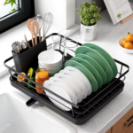 stainless steel space saving dish drying rack for kitchen counter