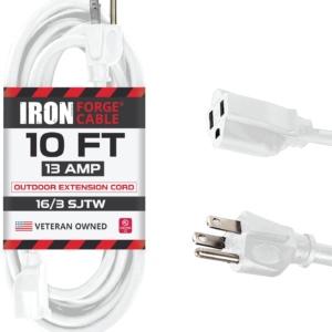 weatherproof 10 ft outdoor extension cord 16/3 sjtw heavy duty white extension cord 3 prong 13 amp exterior power cable