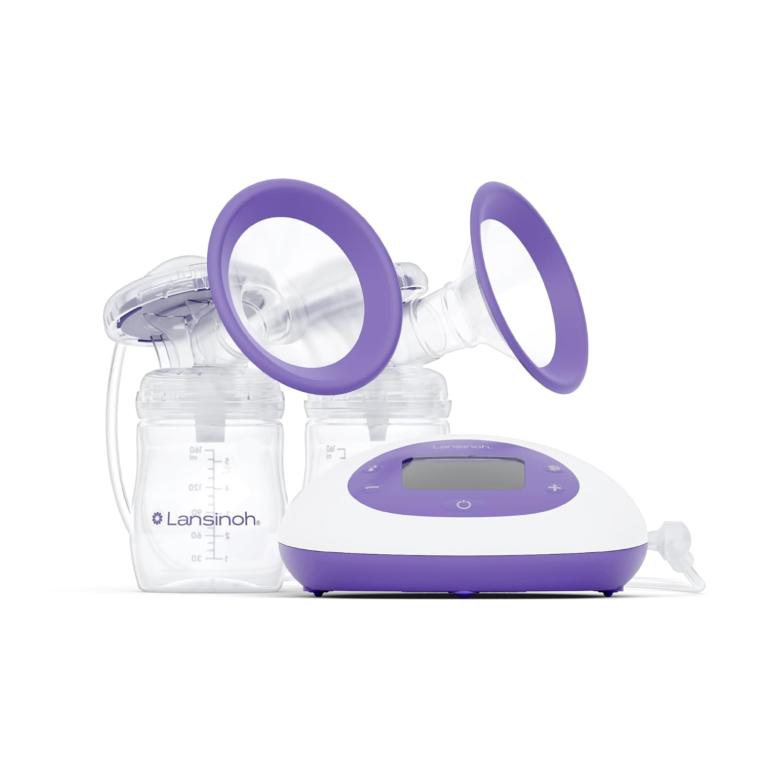 signature pro portable double electric breast pump with lcd screen | 3 power modes, 25mm flanges, 2 bottles, 1 slow flow nipple, & carry bag
