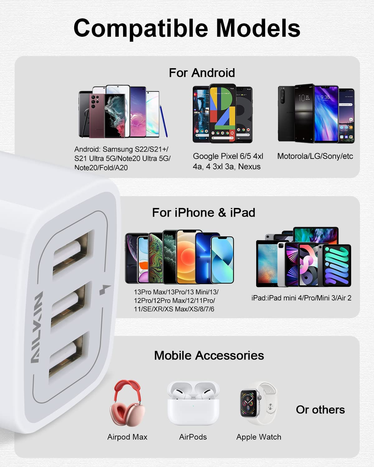 usb charger plug, 3.1a 3 muti port usb charging station box usb charger plug, 3.1a 3 muti port usb charging station box
