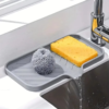 sink silicone tray with drain soap sponge storage holder countertop sink scrubber brush storage rack kitchen organizer