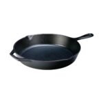 12 in. cast iron skillet in black with pour spout