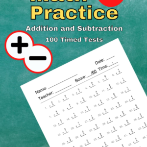 math practice addition and subtraction: 100 timed tests, grades k 2, math drills, digits 0 20