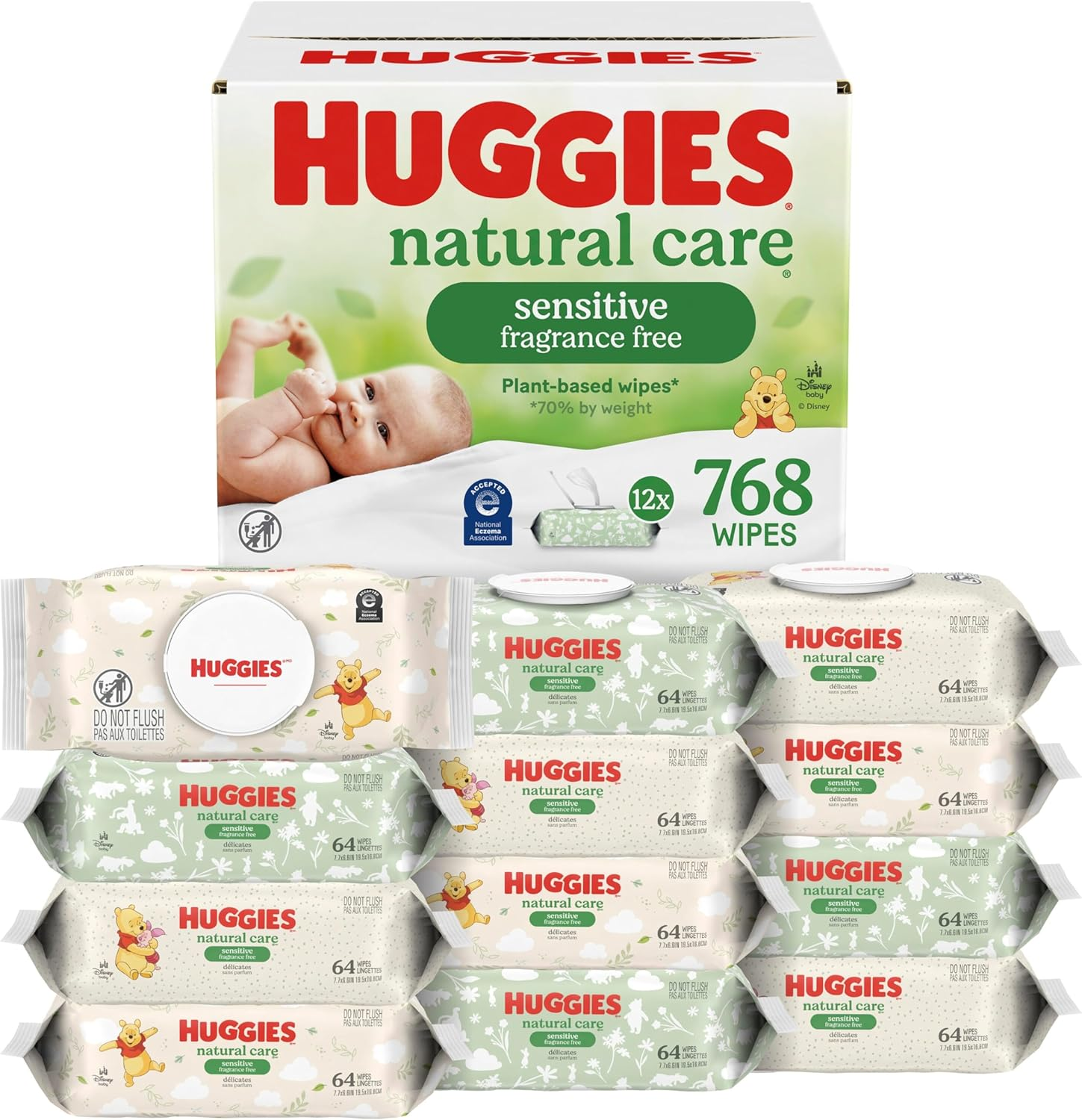 Natural Care Sensitive Baby Wipes, Unscented, Hypoallergenic, 99% Purified Water, 12 Flip-Top Packs (768 Wipes Total), Packaging May Vary natural care sensitive baby wipes, unscented, hypoallergenic, 99% purified water, 12 flip top packs (768 wipes total), packaging may vary
