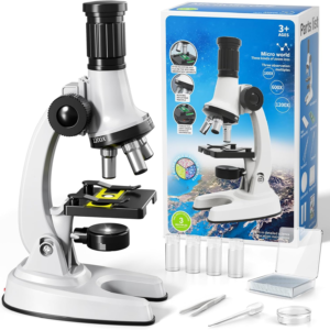 microscope for kids, 67 pcs kids microscope science kit with 100x 1200x microscope, slides and tools, science experiments kit