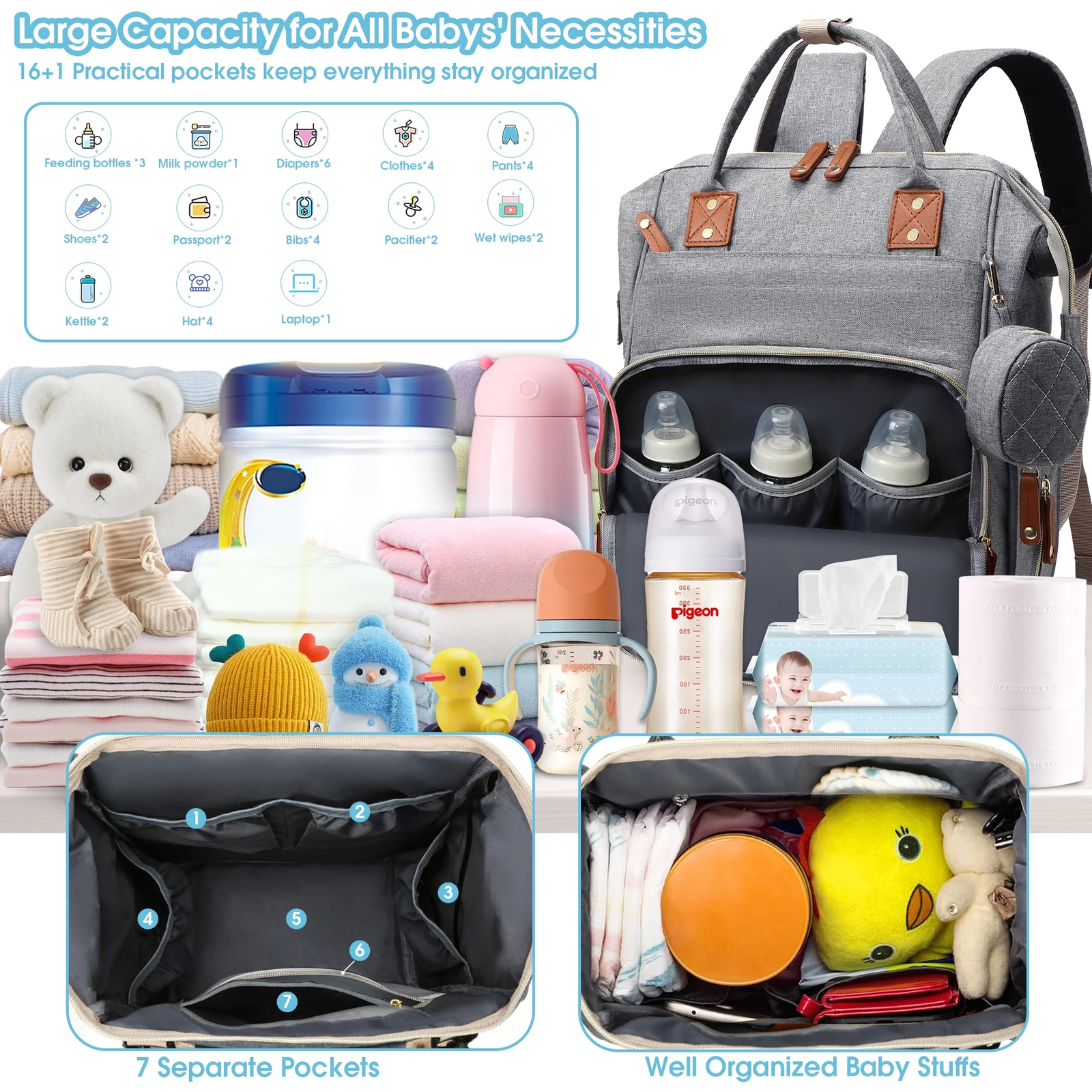 diaper bag backpack, portable baby bag include insulated pocket, 3 in 1 multi functional travel baby diaper bag with diapers changing pad diaper bag backpack, portable baby bag include insulated pocket, 3 in 1 multi functional travel baby diaper bag with diapers changing pad