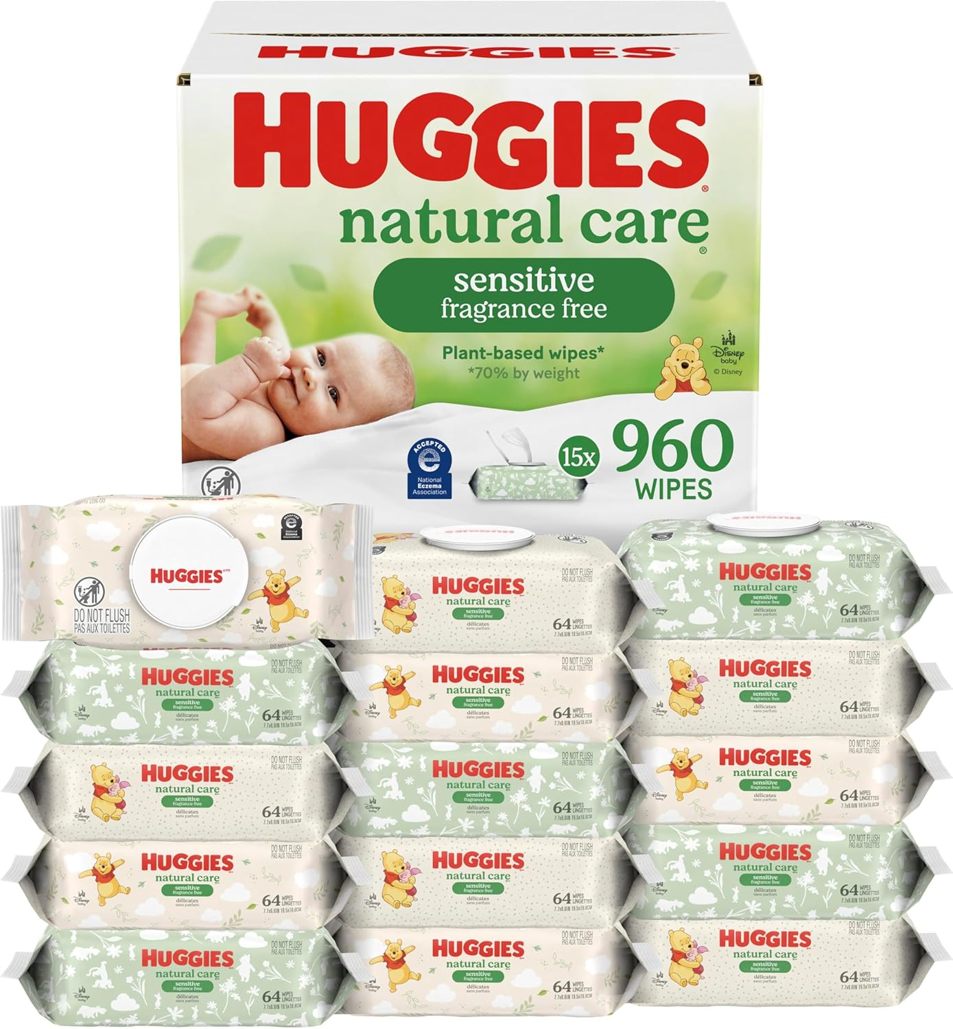 natural care sensitive baby wipes, unscented, hypoallergenic, 99% purified water, 12 flip top packs (768 wipes total), packaging may vary natural care sensitive baby wipes, unscented, hypoallergenic, 99% purified water, 12 flip top packs (768 wipes total), packaging may vary