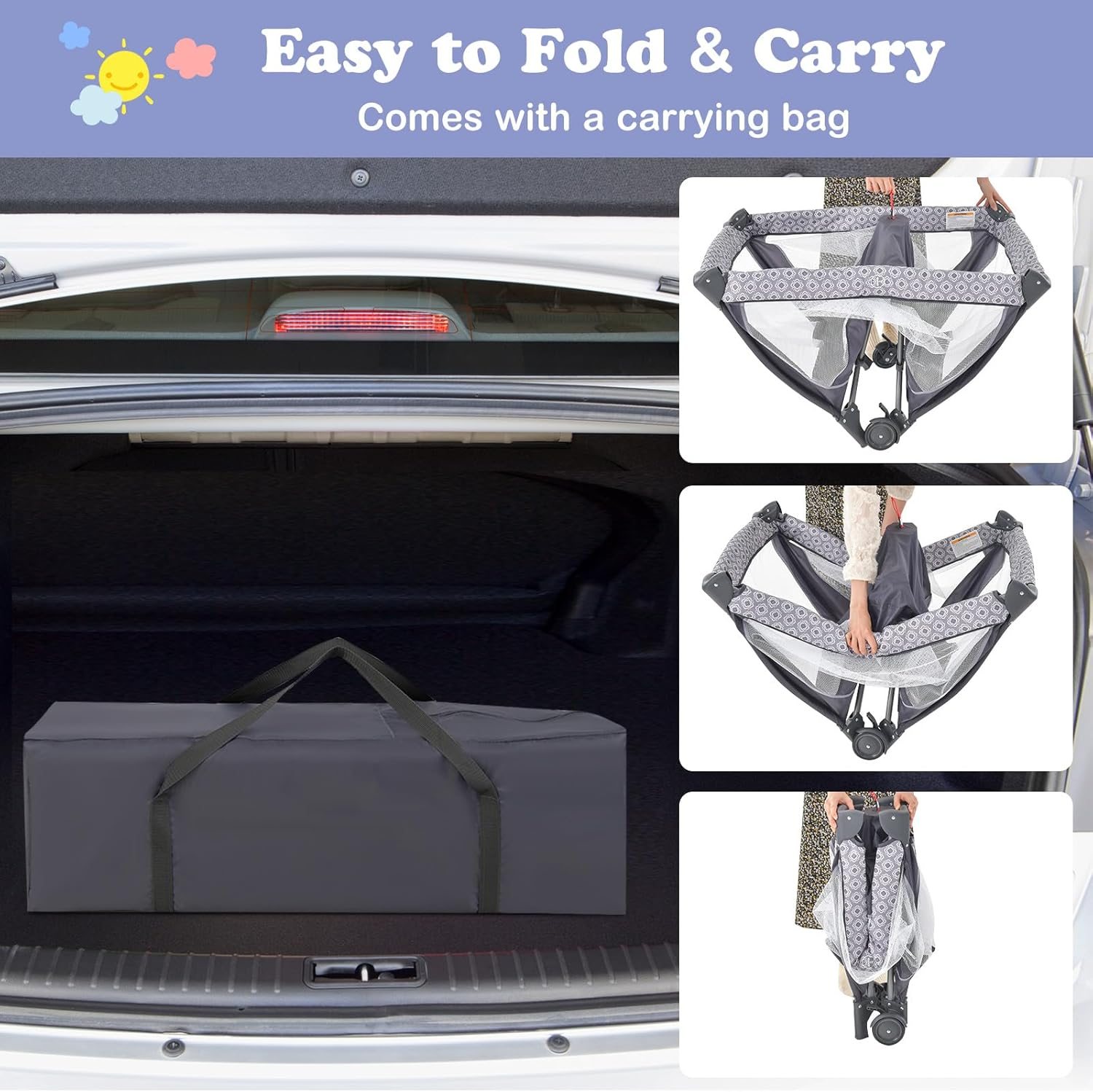 3 in 1 pack and play, portable travel baby crib bassinet with detachable mattress, newborn changing table, foldable playpen with carry bag and 2 wheels (classic) 3 in 1 pack and play, portable travel baby crib bassinet with detachable mattress, newborn changing table, foldable playpen with carry bag and 2 wheels (classic)