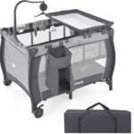 3 in 1 Pack and Play, Portable Travel Baby Crib Bassinet with Detachable Mattress, Newborn Changing Table, Foldable Playpen with Carry Bag and 2 Wheels (Classic) 3 in 1 pack and play, portable travel baby crib bassinet with detachable mattress, newborn changing table, foldable playpen with carry bag and 2 wheels (classic)